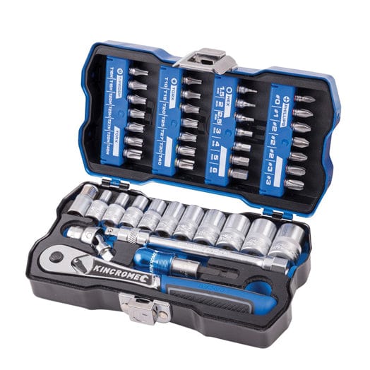 43Pce Socket + Bit Set 1/4 Lok-On K27000 By Kincrome