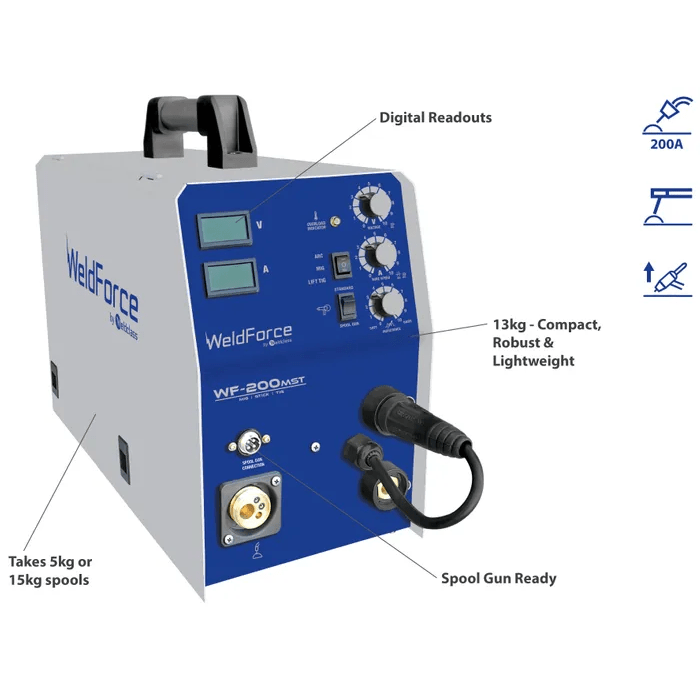 Mig + Stick + Tig Welder WF-200MST 200AMP Bundle #3 WF-200MSTK3 by Weldclass