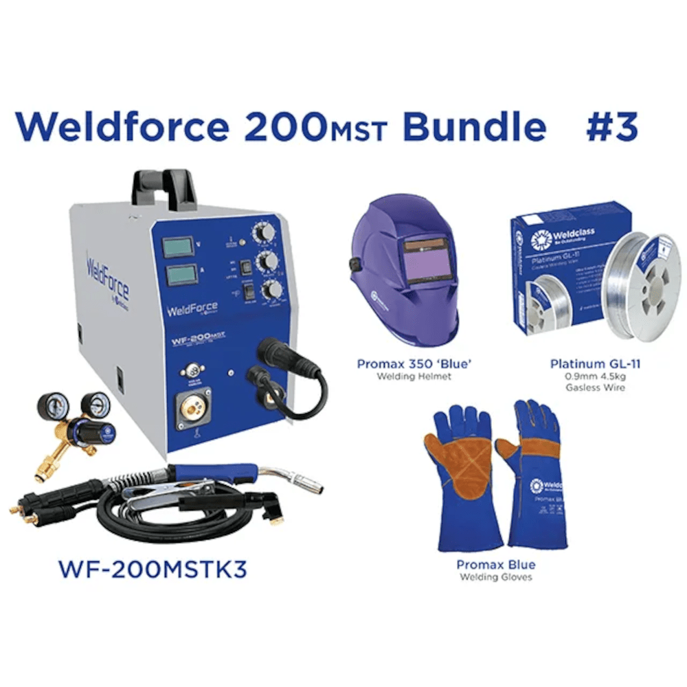 Mig + Stick + Tig Welder WF-200MST 200AMP Bundle #3 WF-200MSTK3 by Weldclass