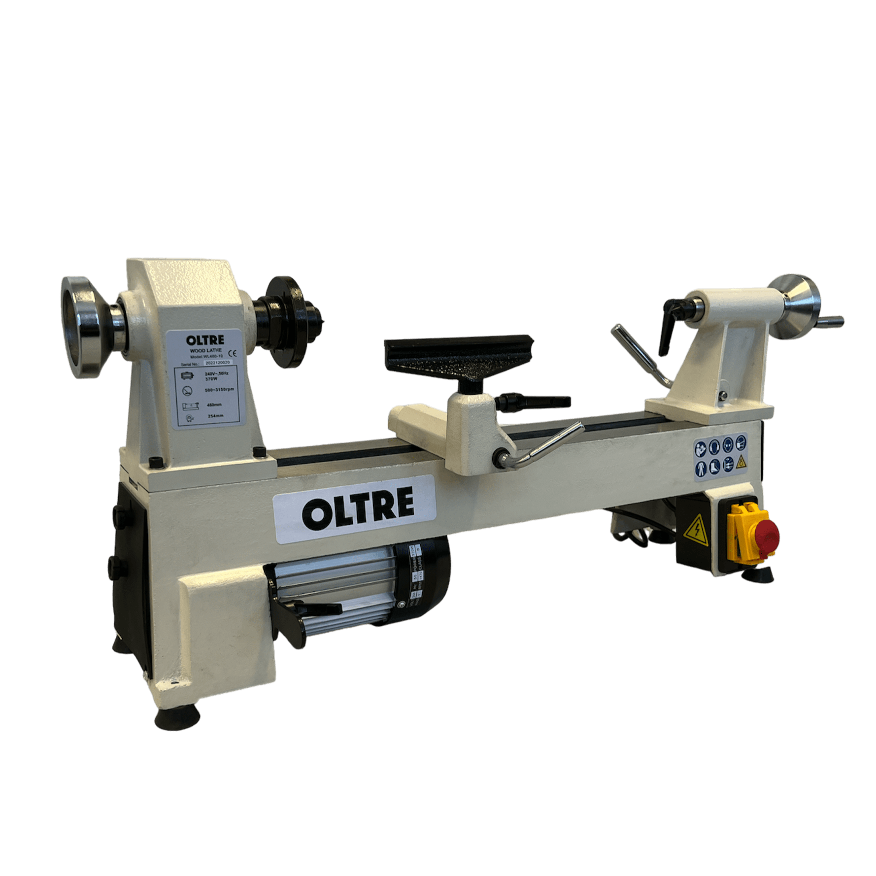 Oltre 254mm (10") Swing x 460mm (18") Between Centres Woodturning Mini-Midi Economy Bench Lathe 0.5HP 240V OT-WL460-10