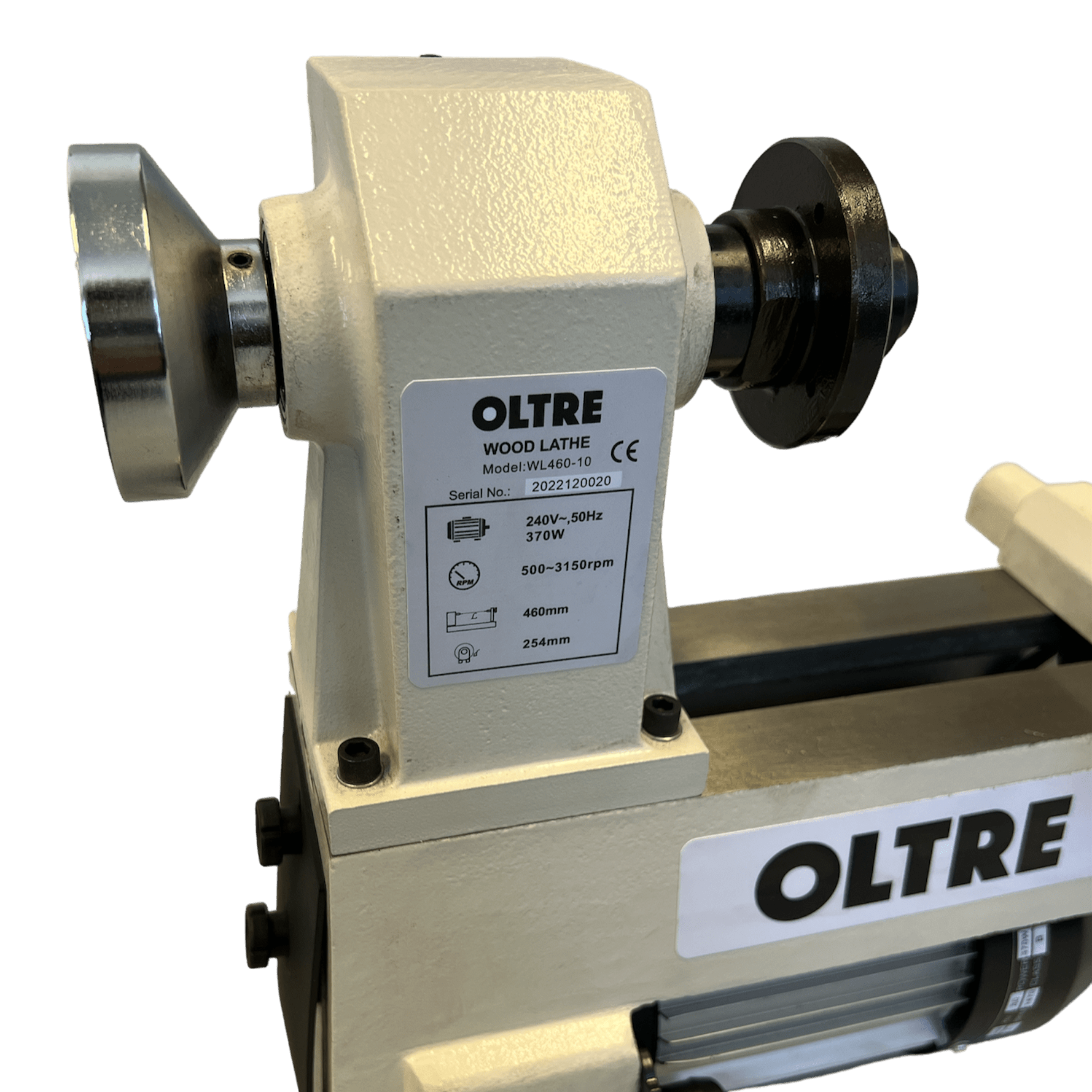 Oltre 254mm (10") Swing x 460mm (18") Between Centres Woodturning Mini-Midi Economy Bench Lathe 0.5HP 240V OT-WL460-10