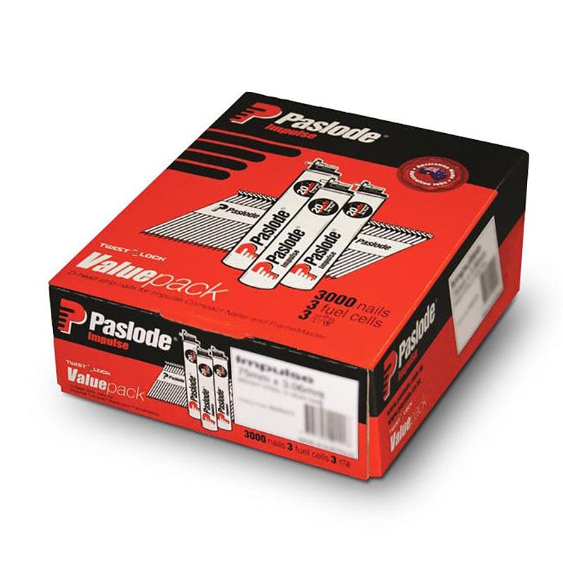50mm x 2.87mm Bright Head Impulse Nails (Pack of 3000 + 3 Fuel Cells) B20544V by Paslode