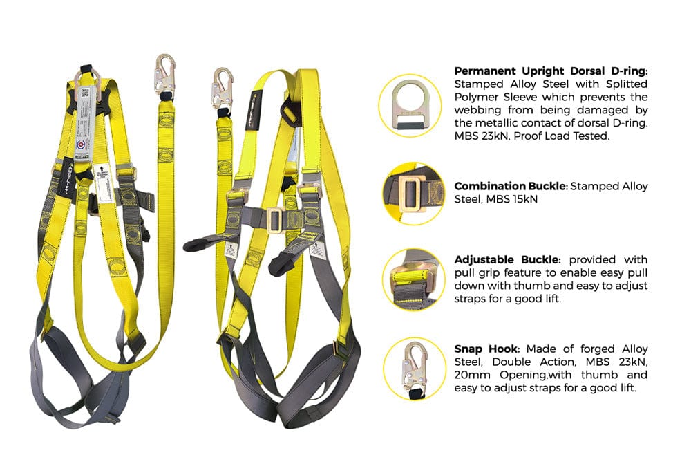 Tradesman Plus Full Body Harness with 1.8m Shock Lanyard 915002 by Austlift
