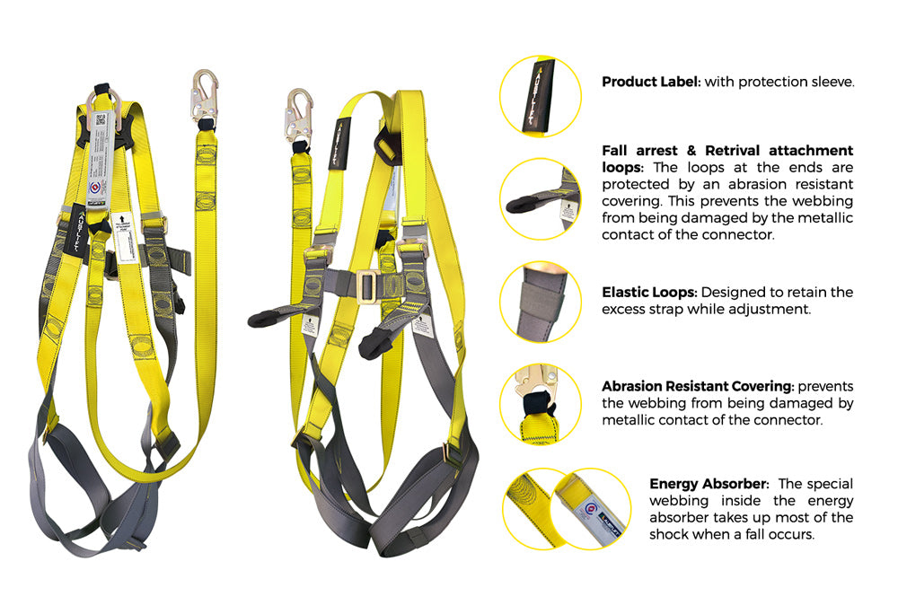 Tradesman Plus Full Body Harness with 1.8m Shock Lanyard 915002 by Austlift