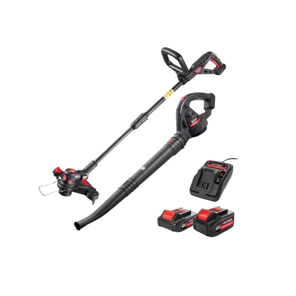 2Pce 18V Garden Blower + Trimmer 1 x 4.0Ah + 2.0Ah Battery + Charger Combo Kit 220520 by Katana