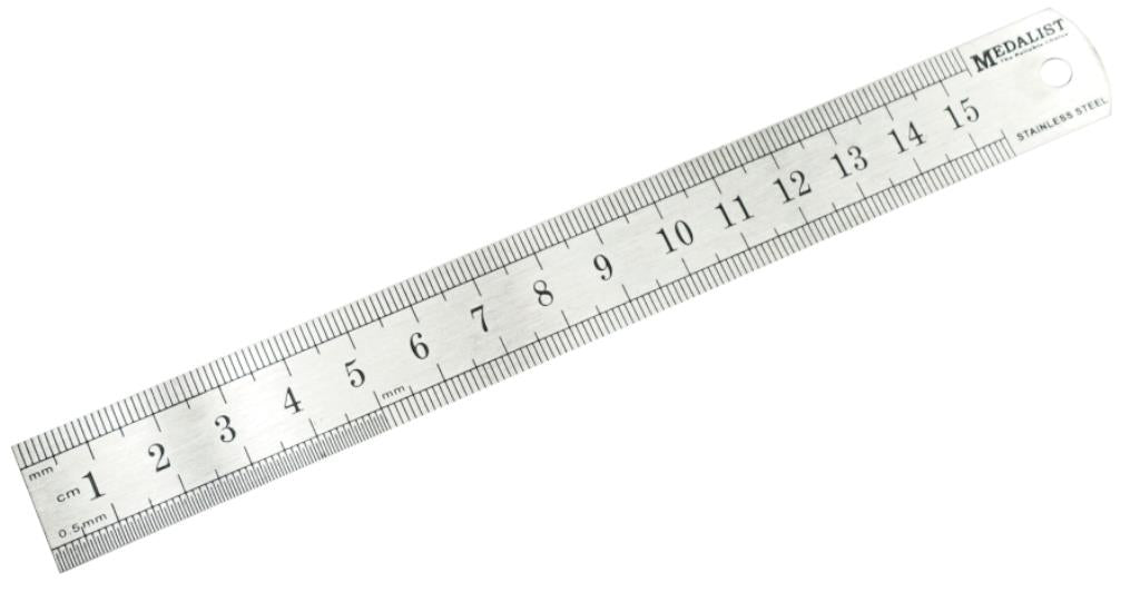 150mm (6") Stainless Steel Double Sided Imperial / Metric Ruler 06990 by Medalist