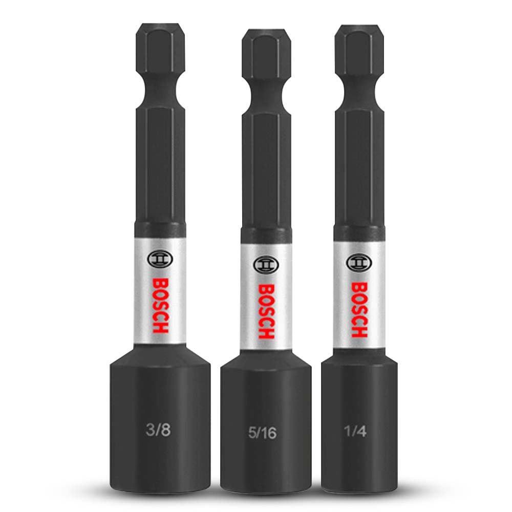 3Pce Impact Magnetic Nutsetter Set 65mm (1/4", 5/16" & 3/8") 2610039658 (ITNS2492) by Bosch