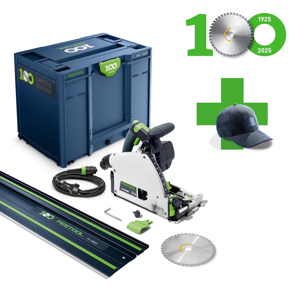 Festool *100 Year Limited Edition* TS 60K 168mm Plunge Cut Saw in Systainer with 1400mm Rail 577419-100YR