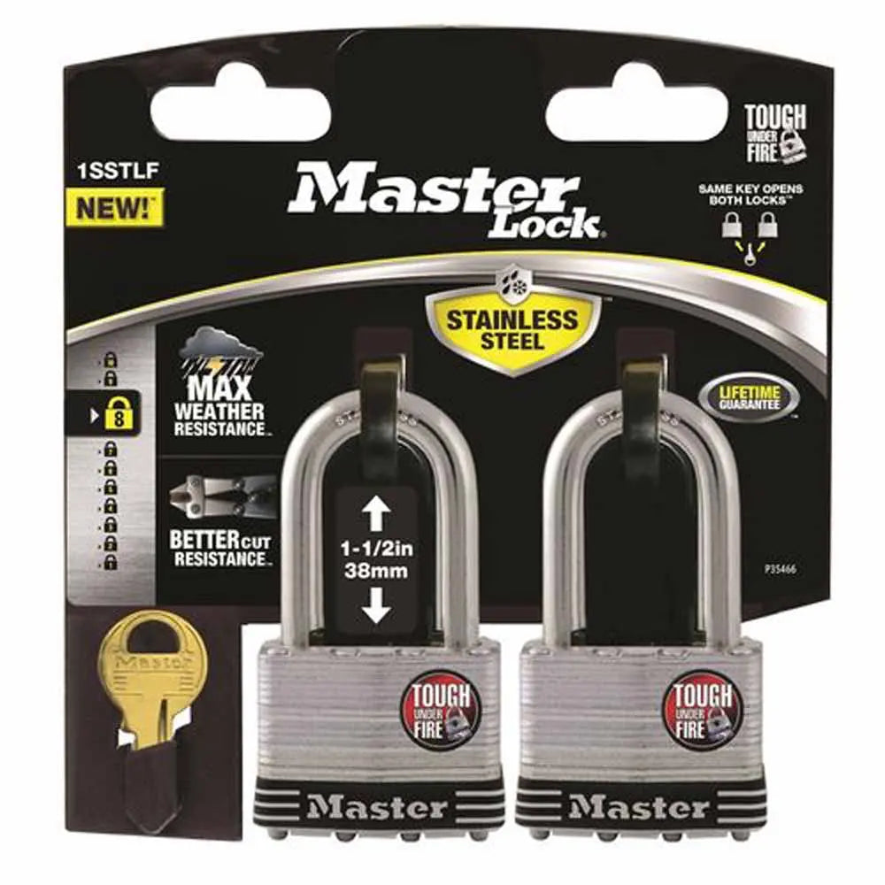 Master Lock 44mm Stainless Steel Laminated Padlock 1SSTLFAU | 2 Pack