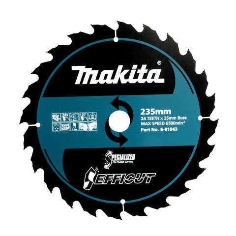 Makita Efficut Wood TCT Circular Saw Blade 235mm x 25mm x 24T E-01943