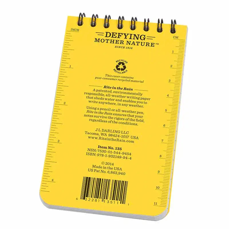 Rite in the Rain All Weather (Weatherproof) Universal Pattern Top Spiral Notebook 3" x 5"