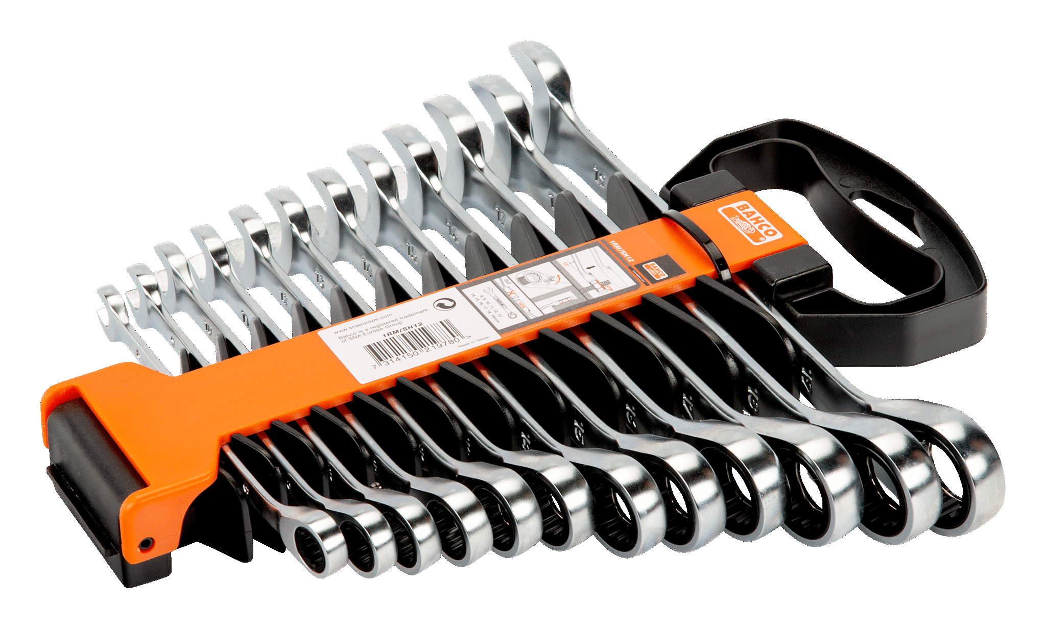 Metric Combination Ratcheting Wrench Set, 12 Pcs/Plastic Holder - 1RM/SH12 by Bahco