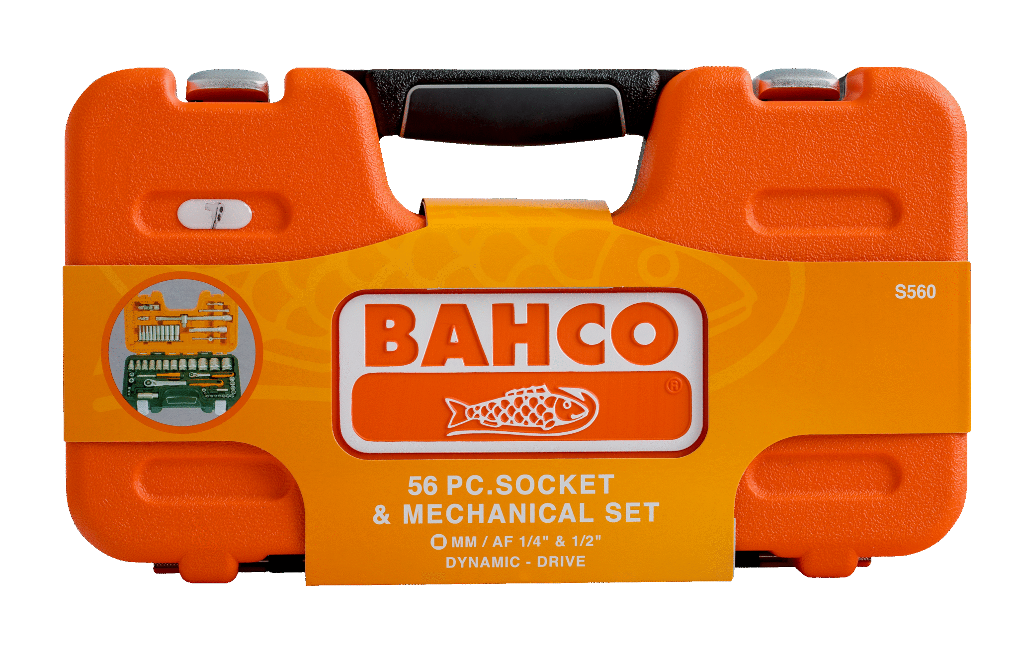 1/4" and 1/2" Square Drive Socket Set with Metric Bi-Hex Profile and Slim Head Ratchet - S560 by Bahco