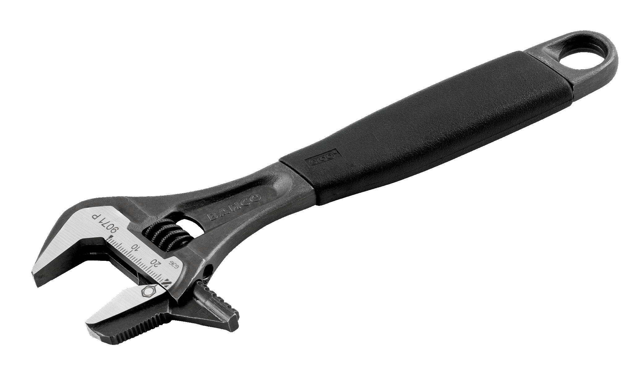 ERGO™ rubber handle central nut phosphated adjustable wrench, with reversible jaw - 9070 P by Bahco