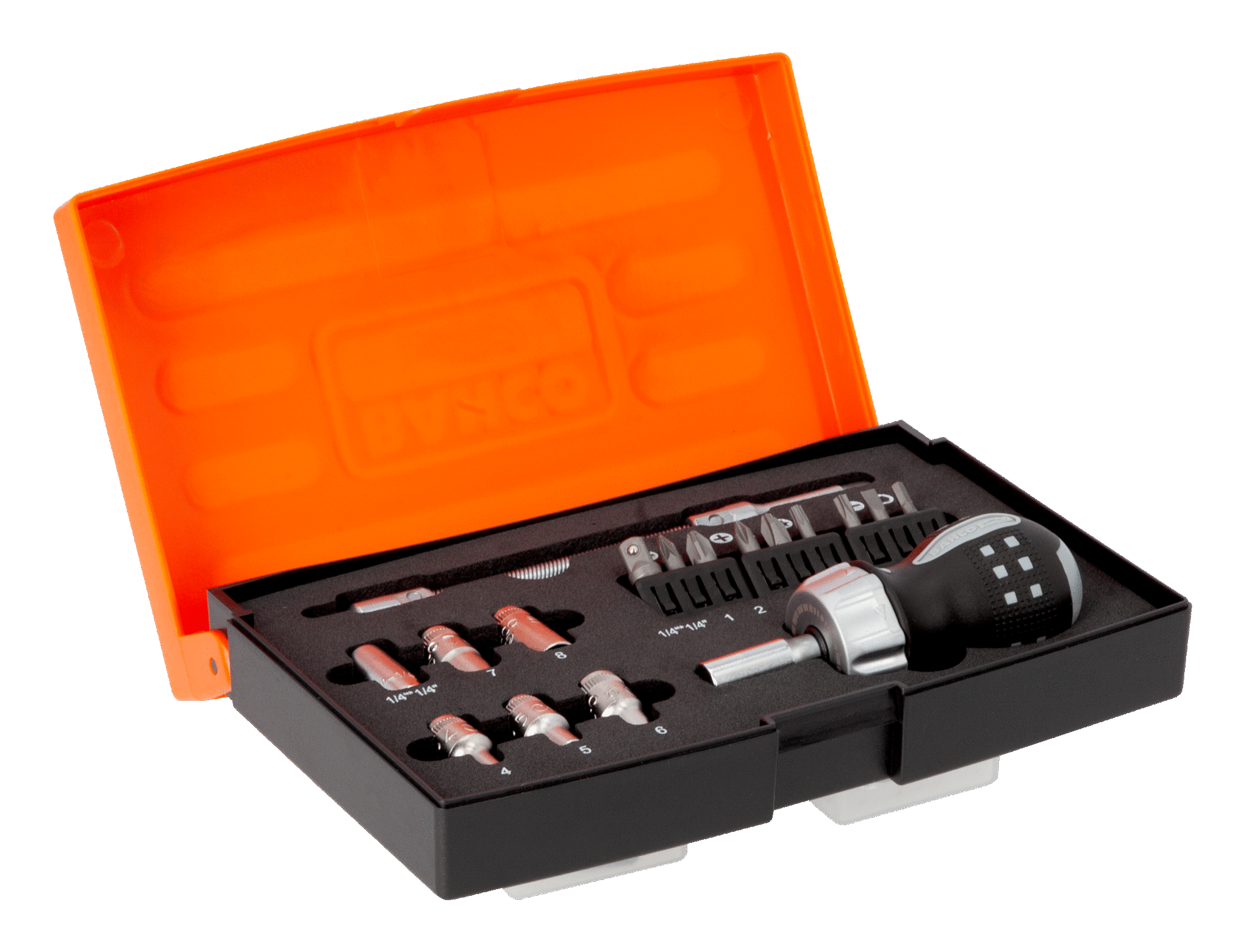 Screwdriver Socket Set Stubby Ratchet 18Pce - 808050S-18 by Bahco