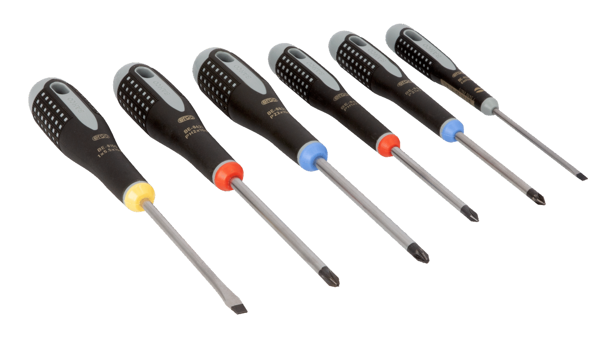 ERGO™ Slotted/Phillips/Pozidriv Screwdriver Set with Rubber Grip, 6Pce - BE-9886 by Bahco
