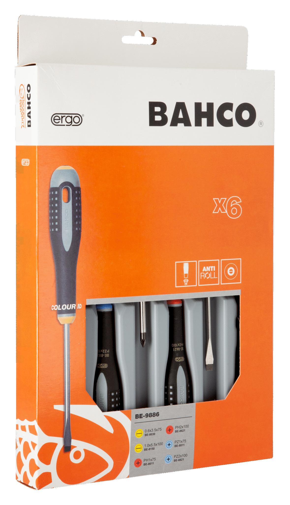 ERGO™ Slotted/Phillips/Pozidriv Screwdriver Set with Rubber Grip, 6Pce - BE-9886 by Bahco