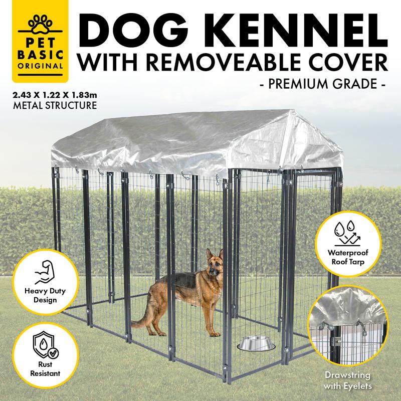 2.43 x 1.22 x 1.83m Dog Kennel with Removeable Cover 261710 by SAS
