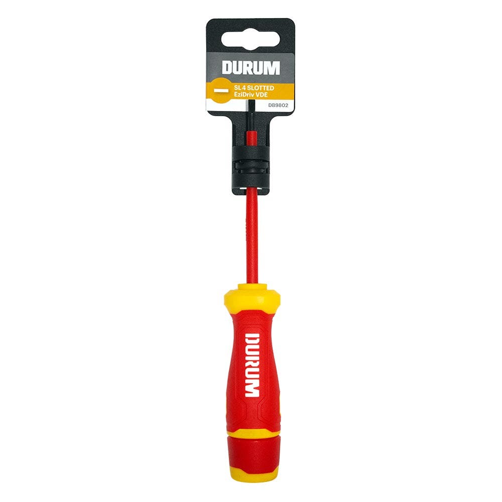 4mm x 100mm 1000V VDE Insulated Slot Screwdriver - DB9802 by Durum