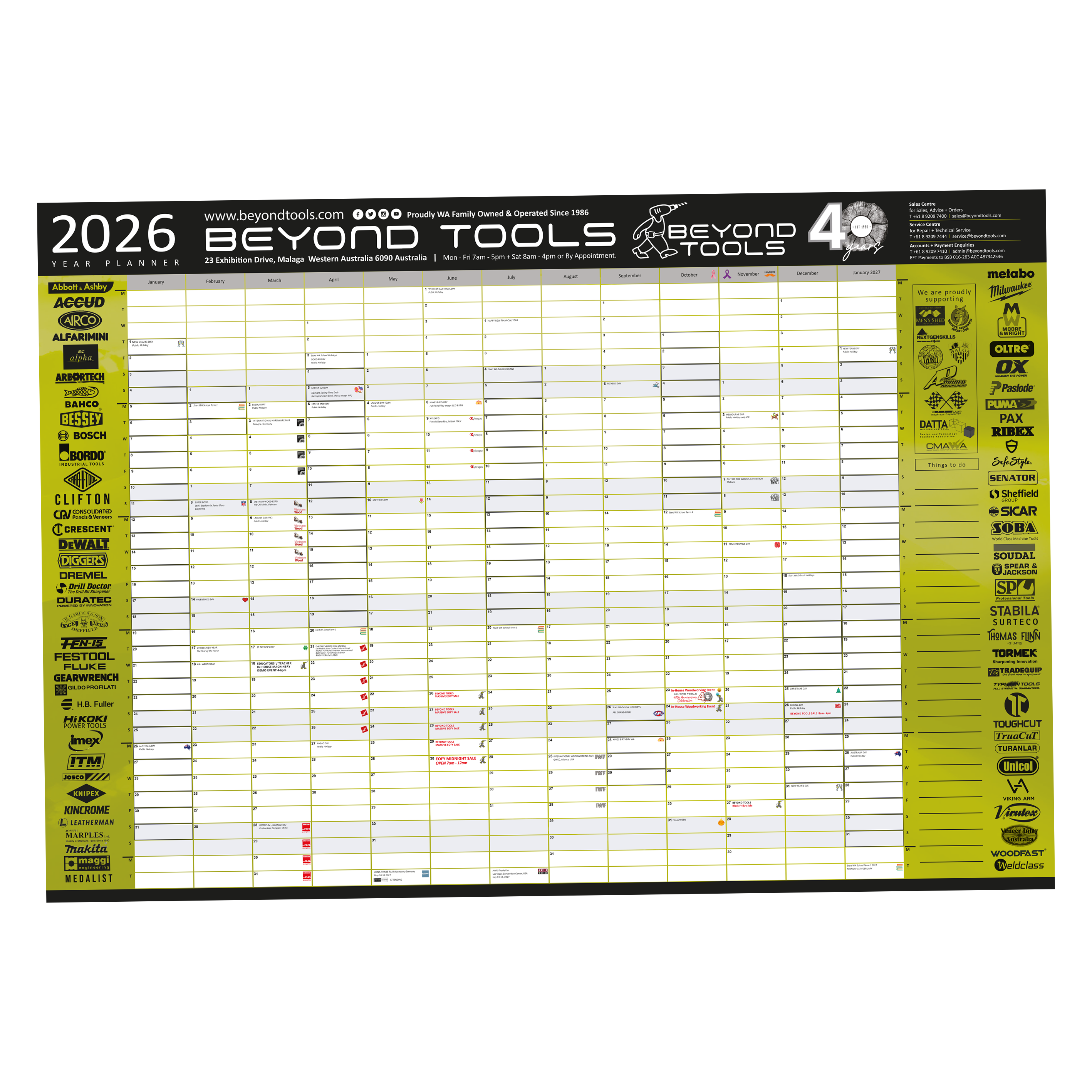 Beyond Tools 2026 Wall Planner Calendar