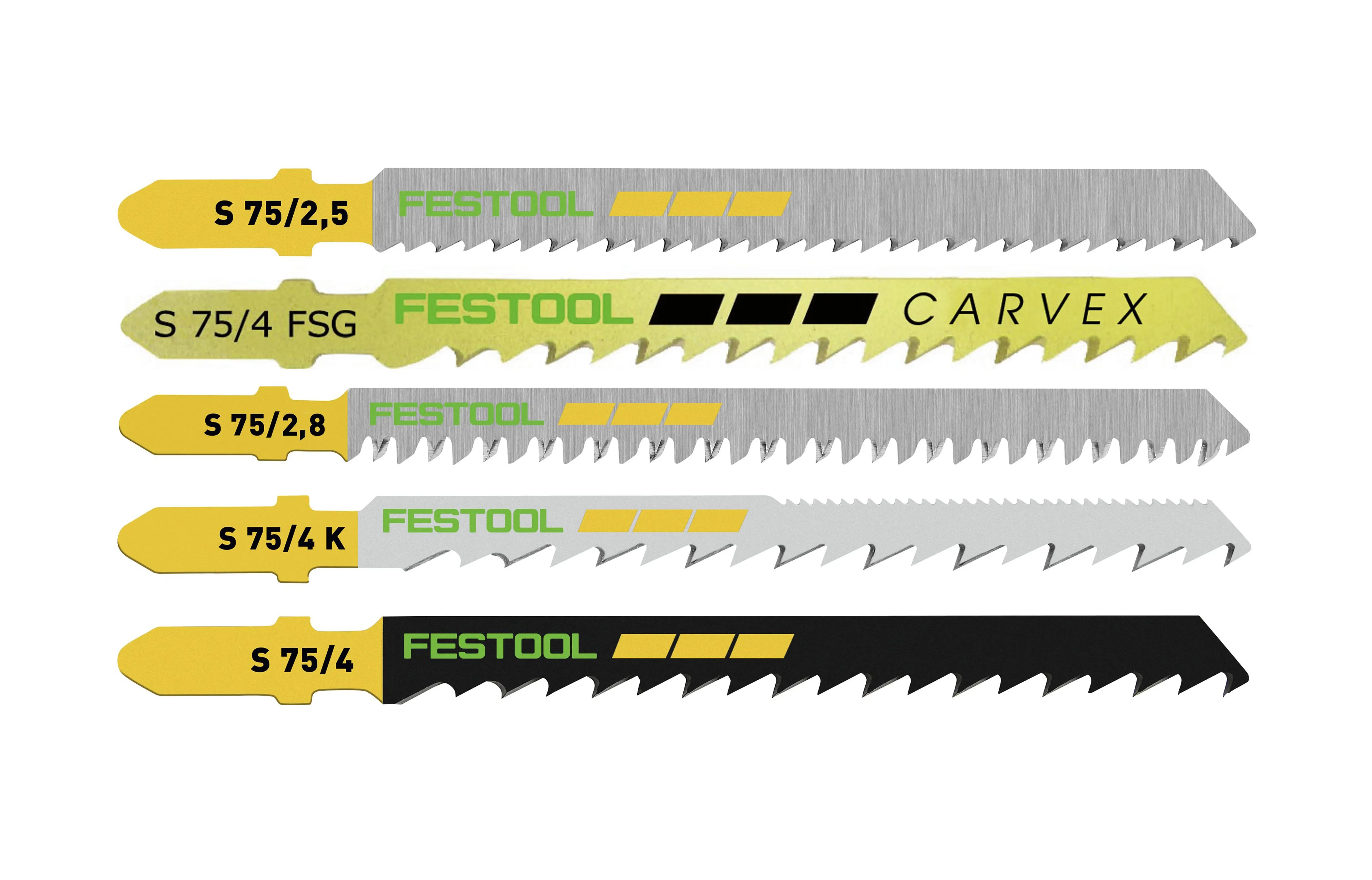 5Pce Curved Cut Jigsaw Blade S 75mm x 4mm K 204265 by Festool