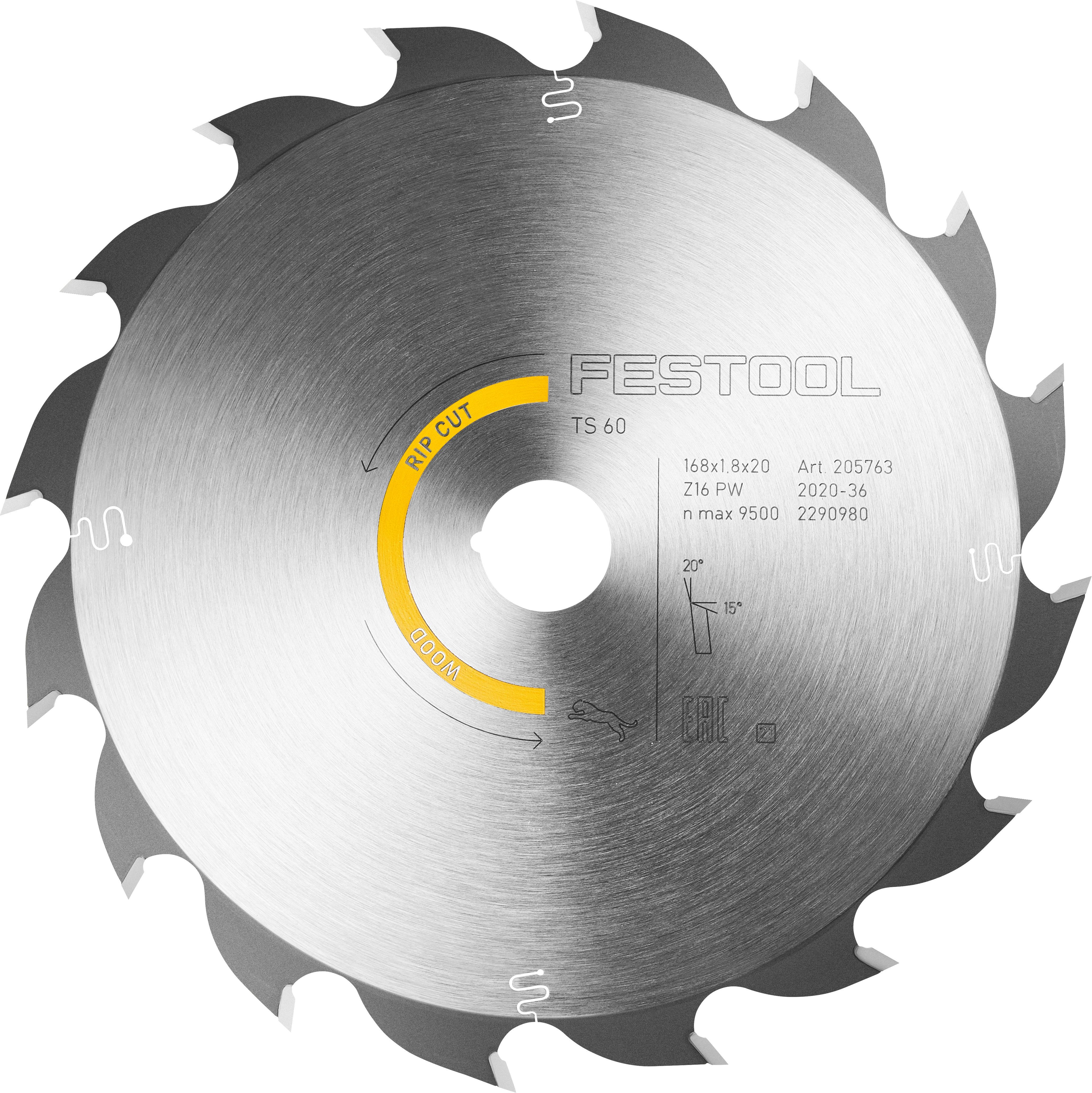 168mm x 1.8mm x 20mm 16T Panther Saw Blade 205763 by Festool