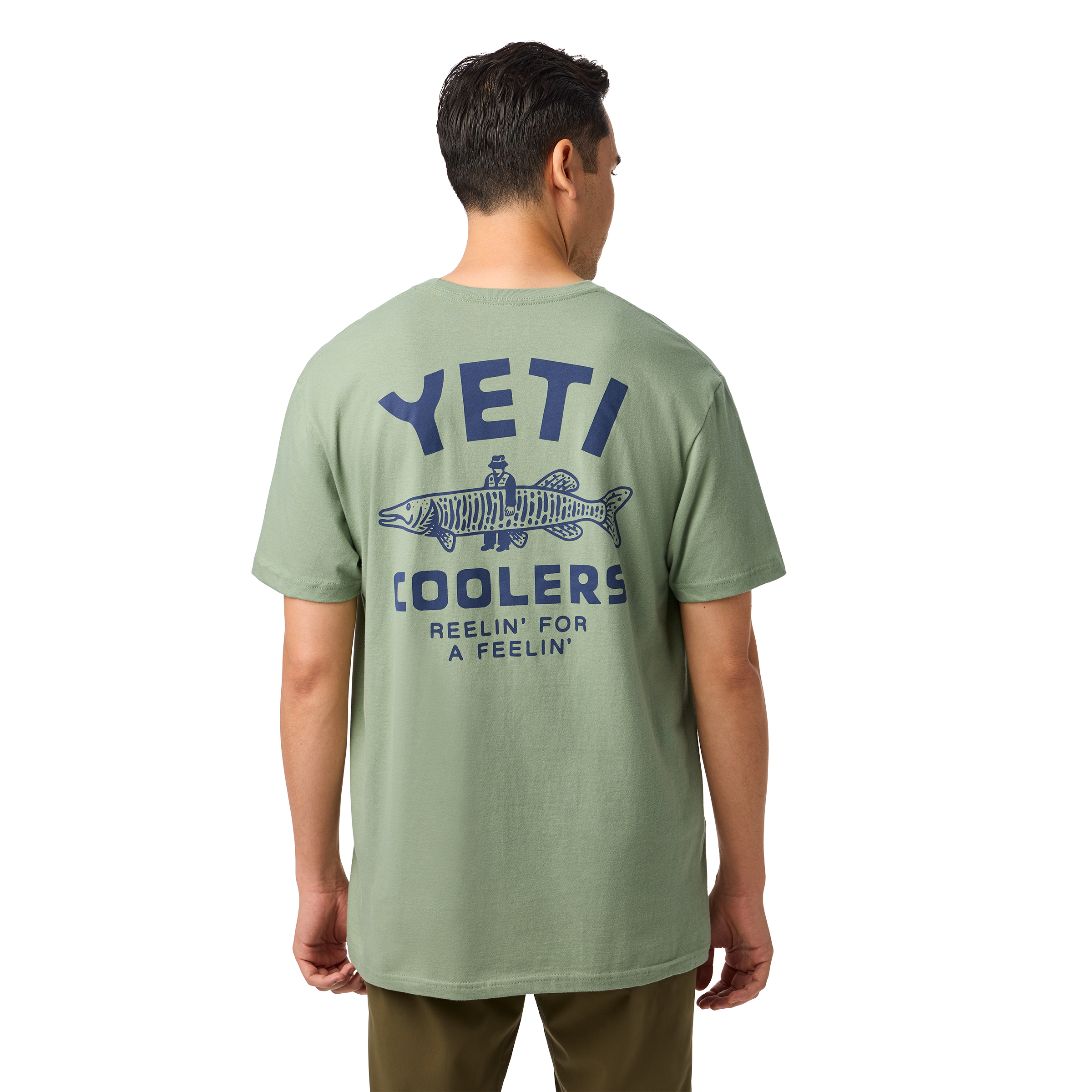 YETI Coolers® Reelin Feelin' Fishing Short Sleeve T-Shirt Olive 21023007227