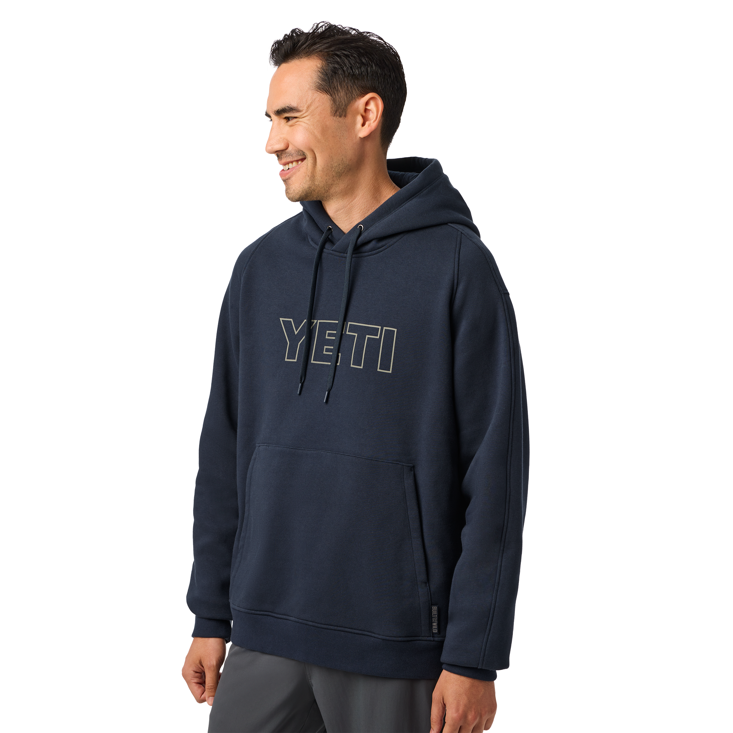 YETI Logo Built for the Wild Fleece Hoodie Navy 21023007351