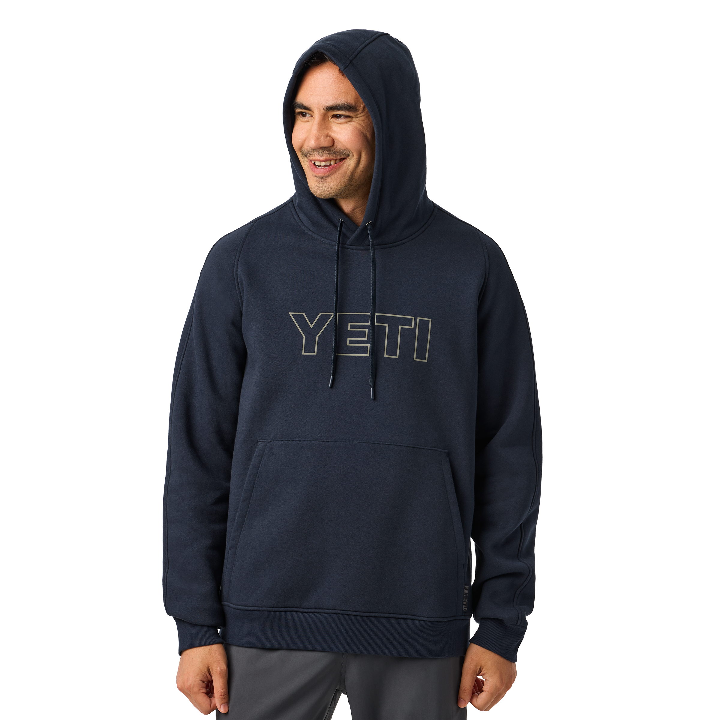 YETI Logo Built for the Wild Fleece Hoodie Navy 21023007351