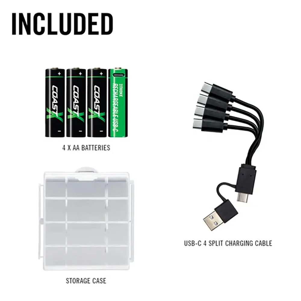 Coast USB-C Rechargeable AA Batteries COAZXAA 811806 | 4 Pack