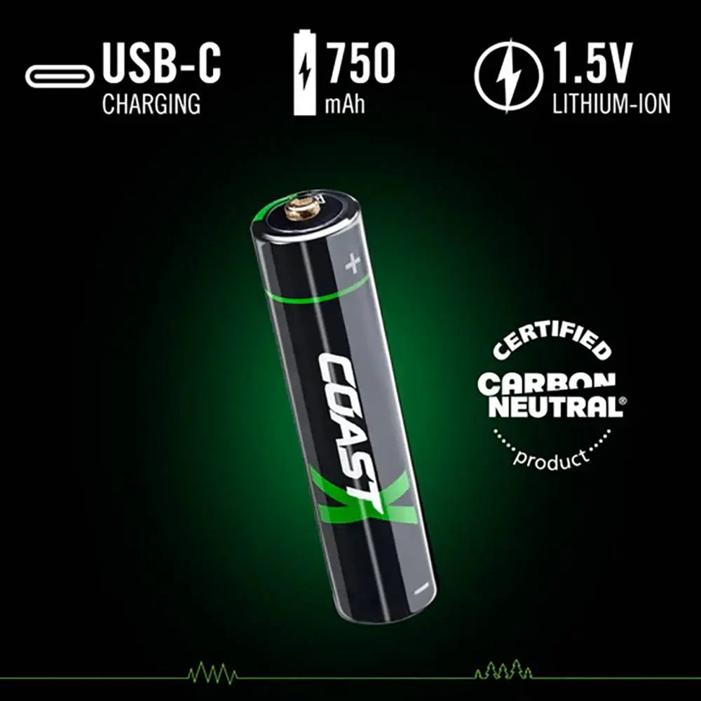 Coast USB-C Rechargeable AAA Batteries COAZXAAA 811807 | 4 Pack