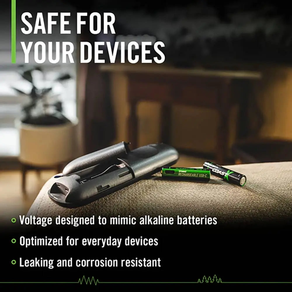 Coast USB-C Rechargeable AAA Batteries COAZXAAA 811807 | 4 Pack