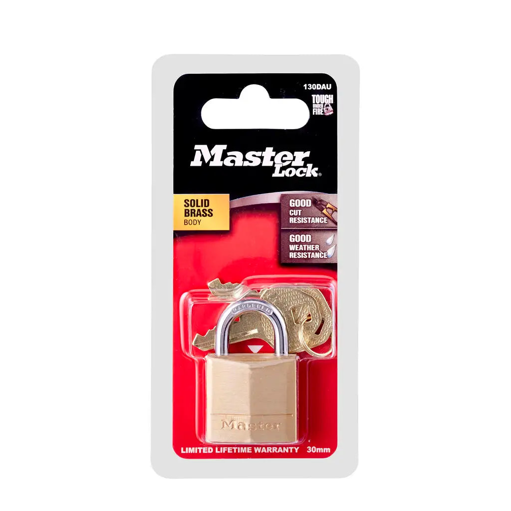 Master Lock 30mm Diamond Brass Padlock With 16mm Shackle | Single, Double, or Four Pack