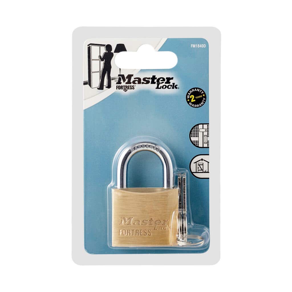 Master Lock 40mm Fortress Brass Padlock With 21mm Shackle | Single, Double, or Four Pack