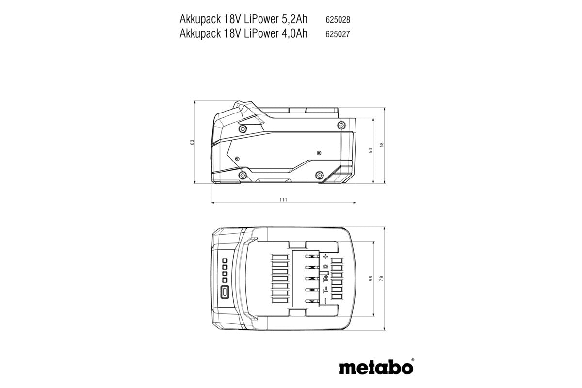Metabo 18V 5.2Ah Battery 625028000