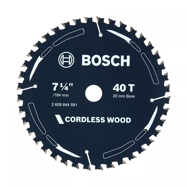 184mm (7-1/4") x 20 x 40T Cordless Wood Circular Saw Blade 2608644591 by Bosch