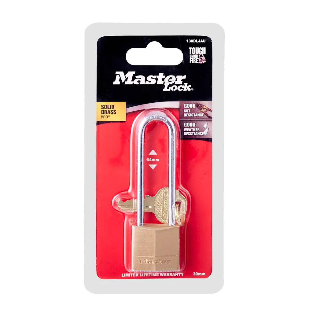 Master Lock 30mm Diamond Brass Padlock With 64mm Long Shackle 130DLJAU