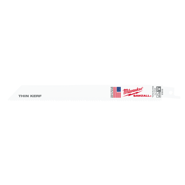 Milwaukee 5Pce SAWZALL™ Thin Kerf Multi-Material 200mm 8" 8/12TPI Recip Blades 48005093