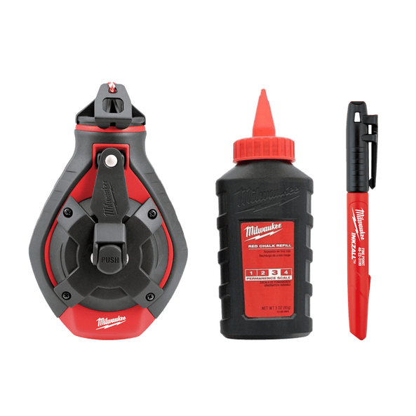 Milwaukee 30m Bold Chalk Line Reel Kit with Red Chalk and Bonus Inkzall™ 48223986C *Limited Edition*