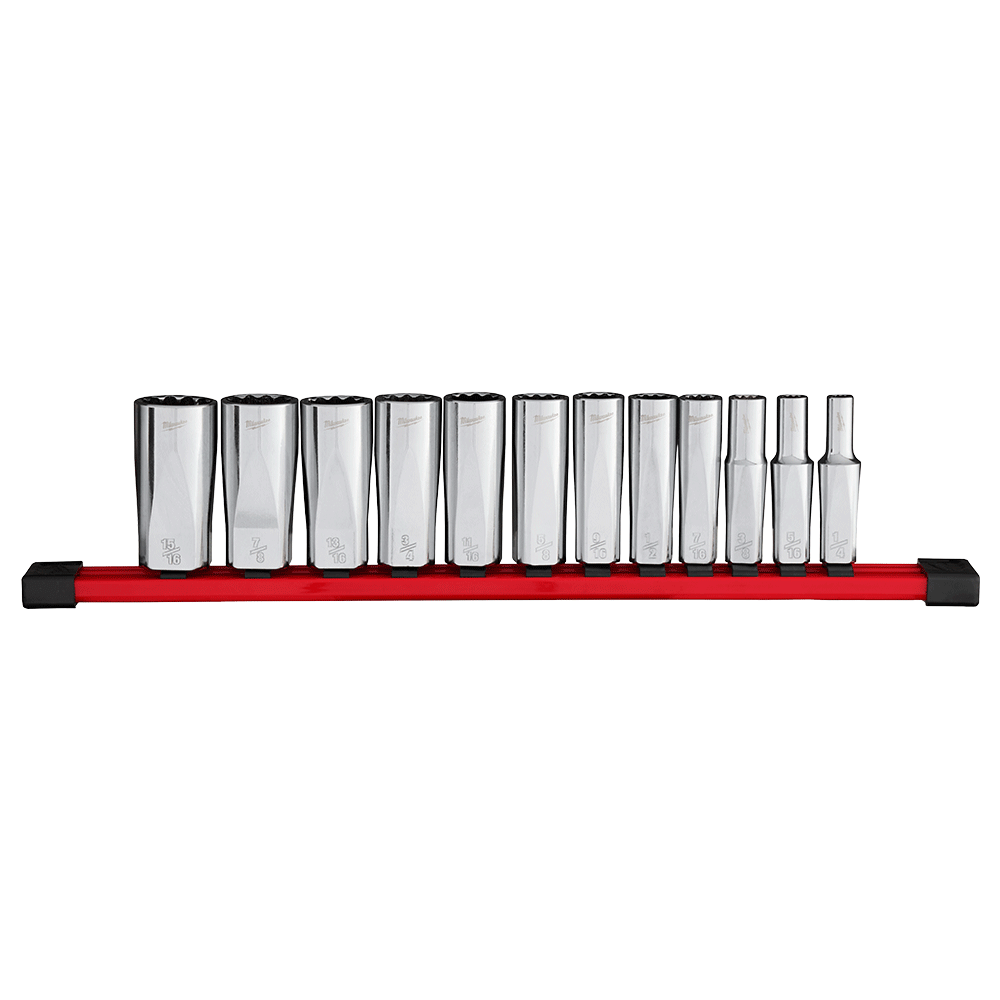 Milwaukee 12Pce 3/8" Drive 12Pt SAE Deep Socket Set 48229421