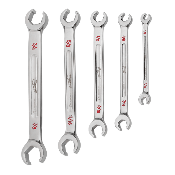 5Pce SAE Double End Flare Nut Wrench Set 48229470 by Milwaukee