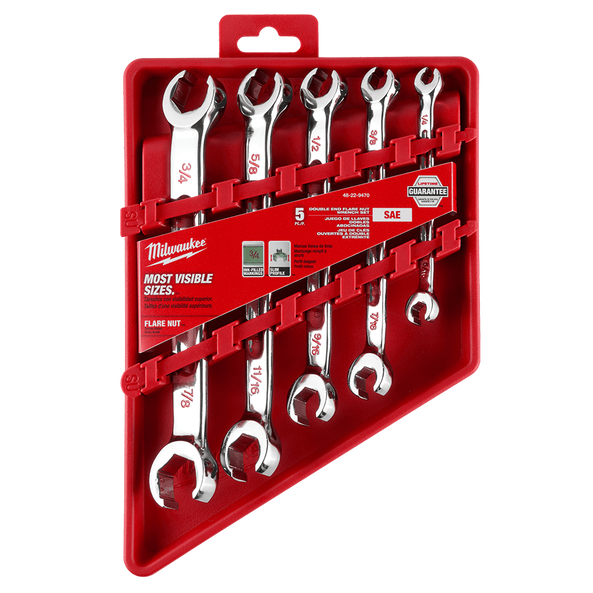 5Pce SAE Double End Flare Nut Wrench Set 48229470 by Milwaukee