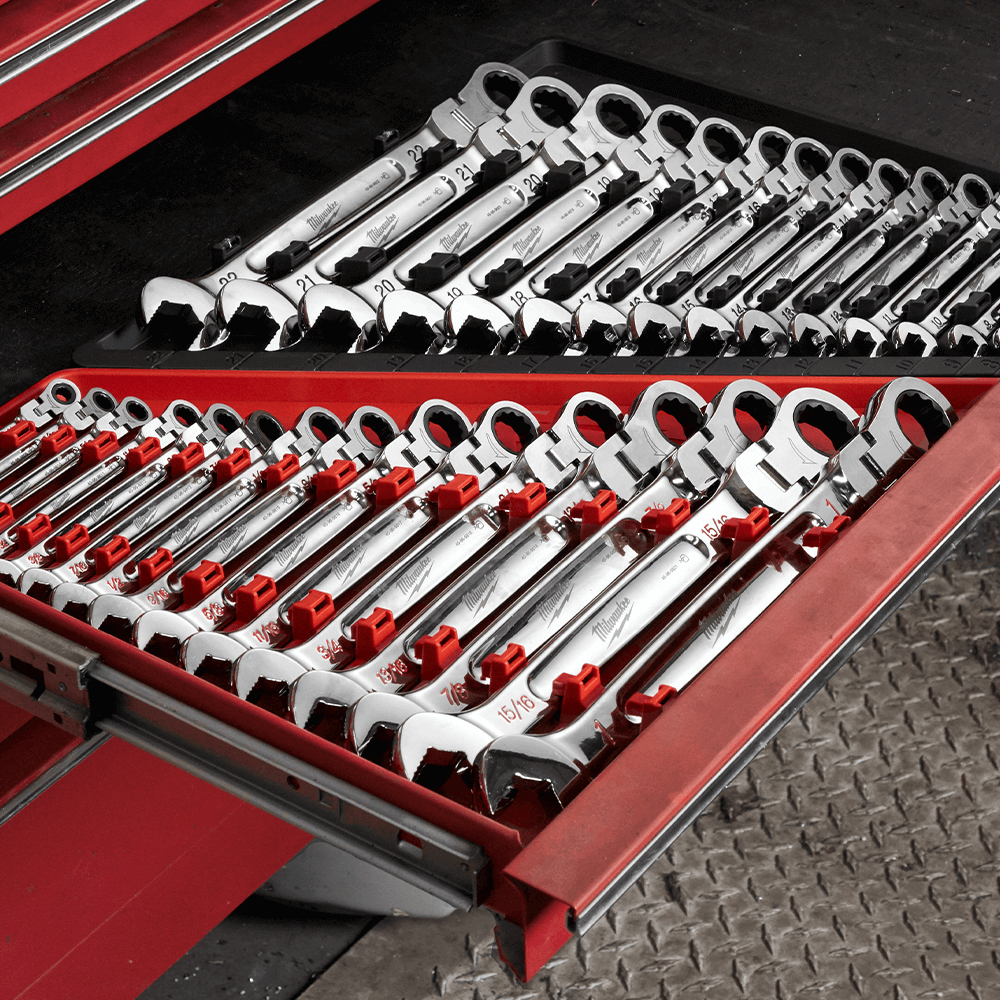 Milwaukee 15Pce Metric Flex Head Ratcheting Combination Wrench Set 48229513