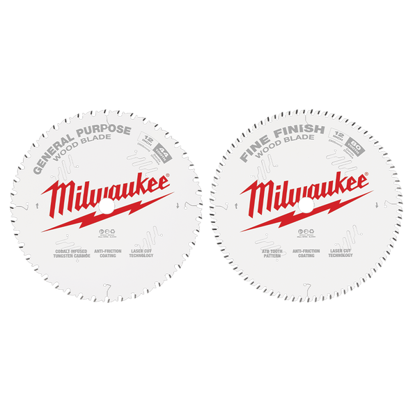 305mm (12") Wood Circular Saw Blades Twin Pack, 44T General Purpose & 80T Fine Finish - 48408232 by Milwaukee