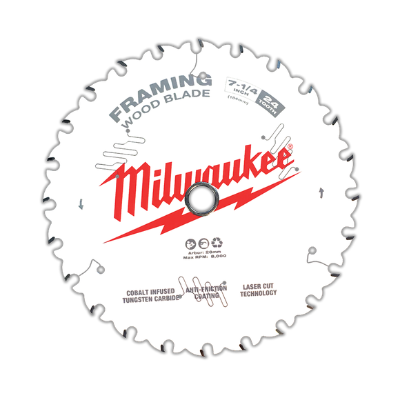 184mm (7-1/4") x 20mm x 24T Circular Saw Blade suit Framing (25Pce Contractor Box) 48401728 by Milwaukee