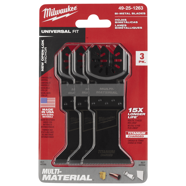 Milwaukee OPEN-LOK™ Titanium Enhanced Bi-Metal Metal Blade 3 Pack 49251263