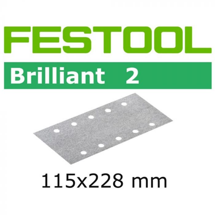 Brilliant 2 P100 Grit Abrasive for RS 2 E Sander, 115 x 228mm, 100 Piece - 492825 by Festool