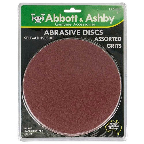 Disc Aluminium Oxide 175mm Self Adhesive, Various Grits 4Pce - AAPACKDSA175-4 by Abbott & Ashby