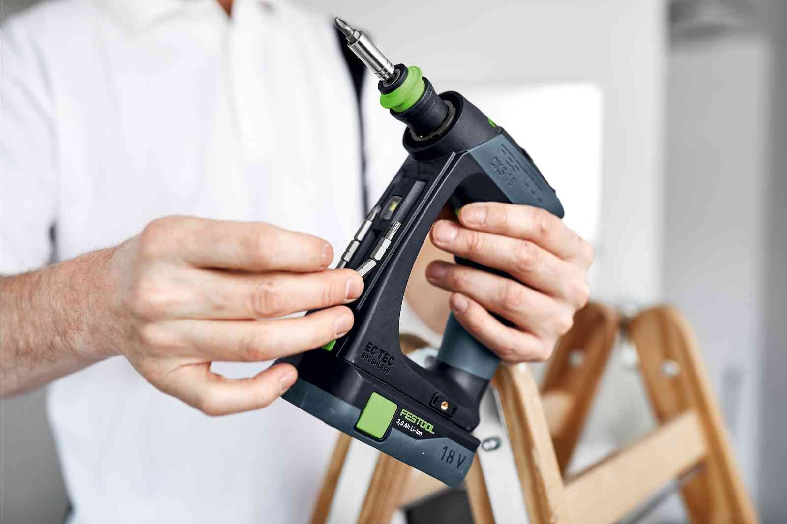 CXS 18V Cordless Compact 2 Speed Drill 3.0Ah Set & Angle Attachment in Systainer - 576884 by Festool