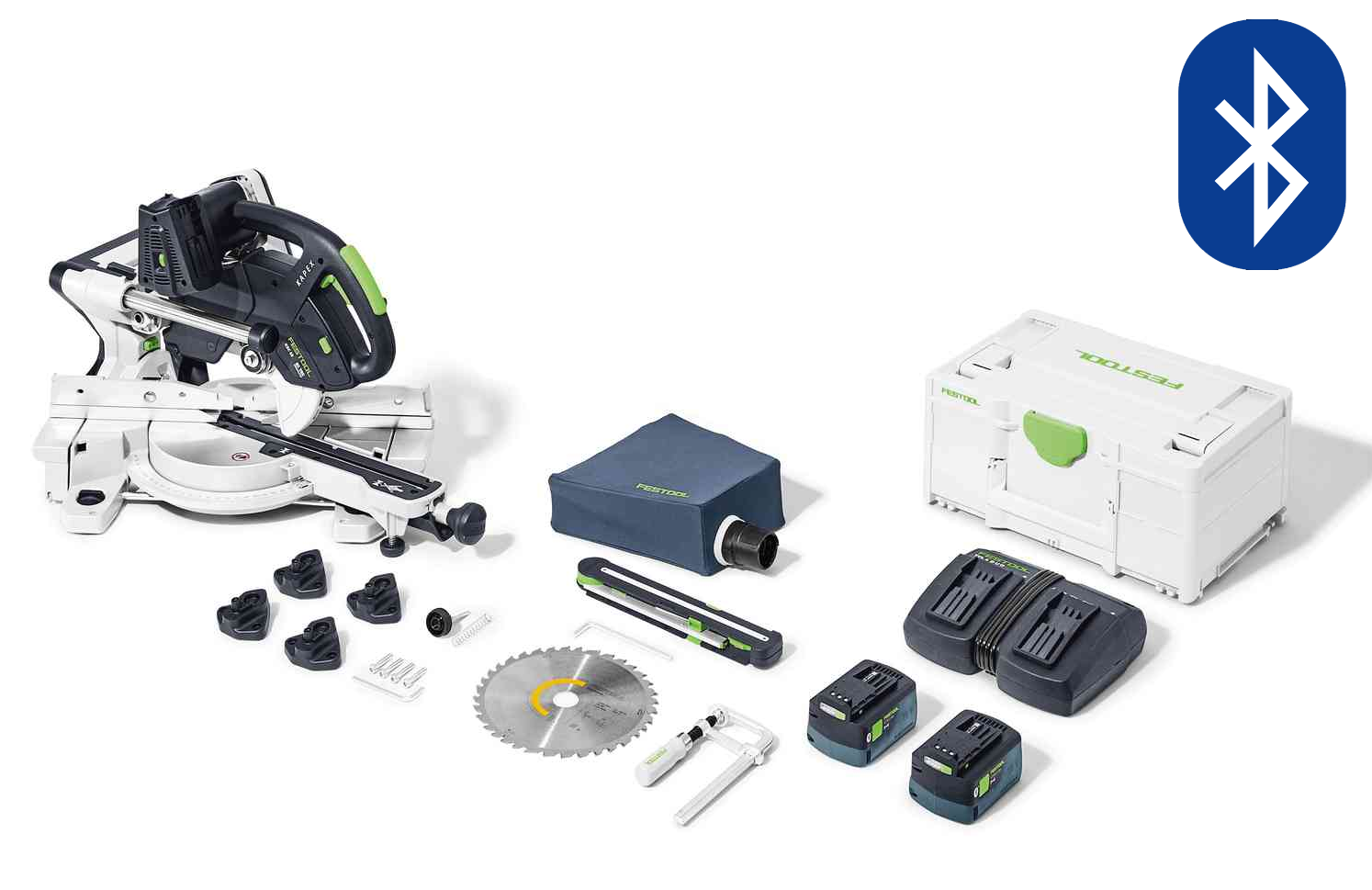 KSC 60 KAPEX 18V Cordless 216mm Slide Compound Mitre Saw 5.0Ah Energy Set & Stand 578251 by Festool